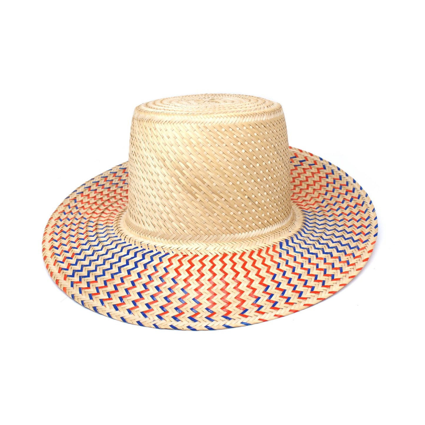 Luz Red & Blue Short Brim straw Hat Hat WASHEIN 