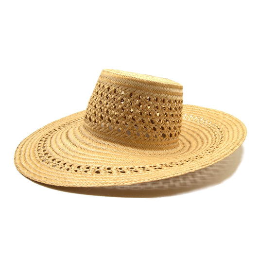 Macuira Perforated Natural Wide Brim Straw Hat Hat WASHEIN 