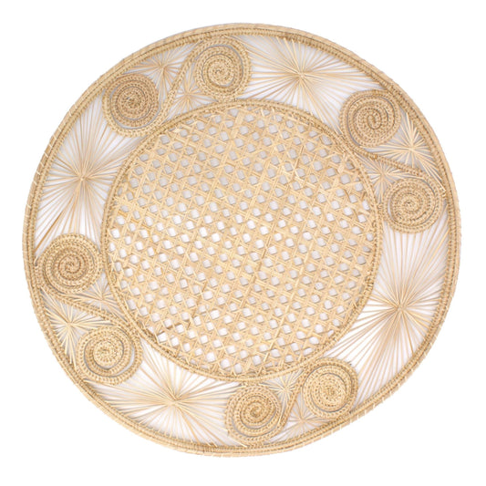 Natural Straw Woven Neutral Spiral Round Placemats Placemats WASHEIN 