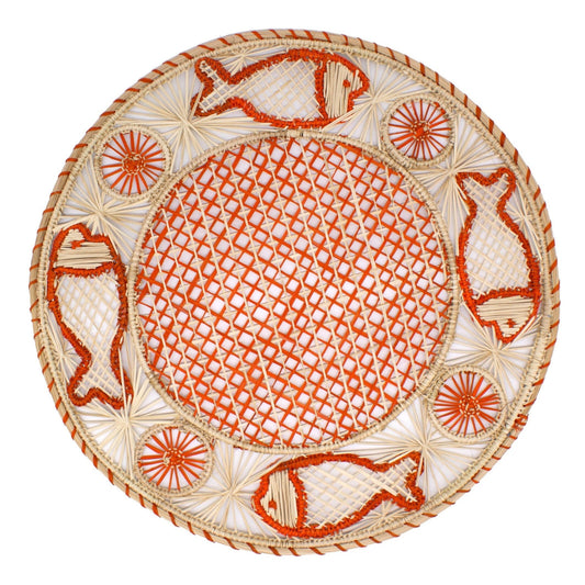 Natural Straw Woven Orange Fish Placemats Placemats WASHEIN 