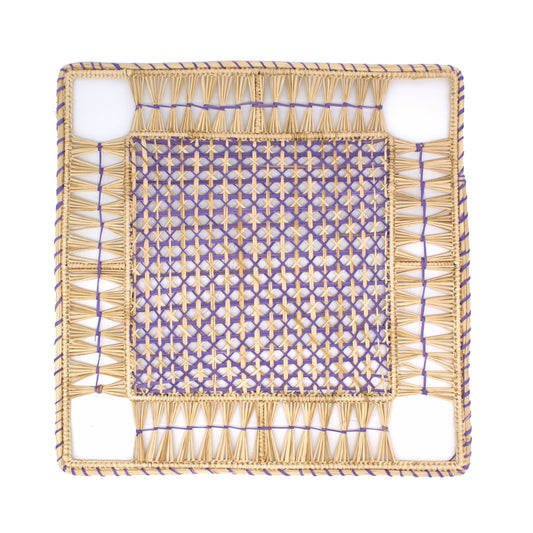 Natural Woven Straw Purple Lavender Square Placemats Placemats WASHEIN 