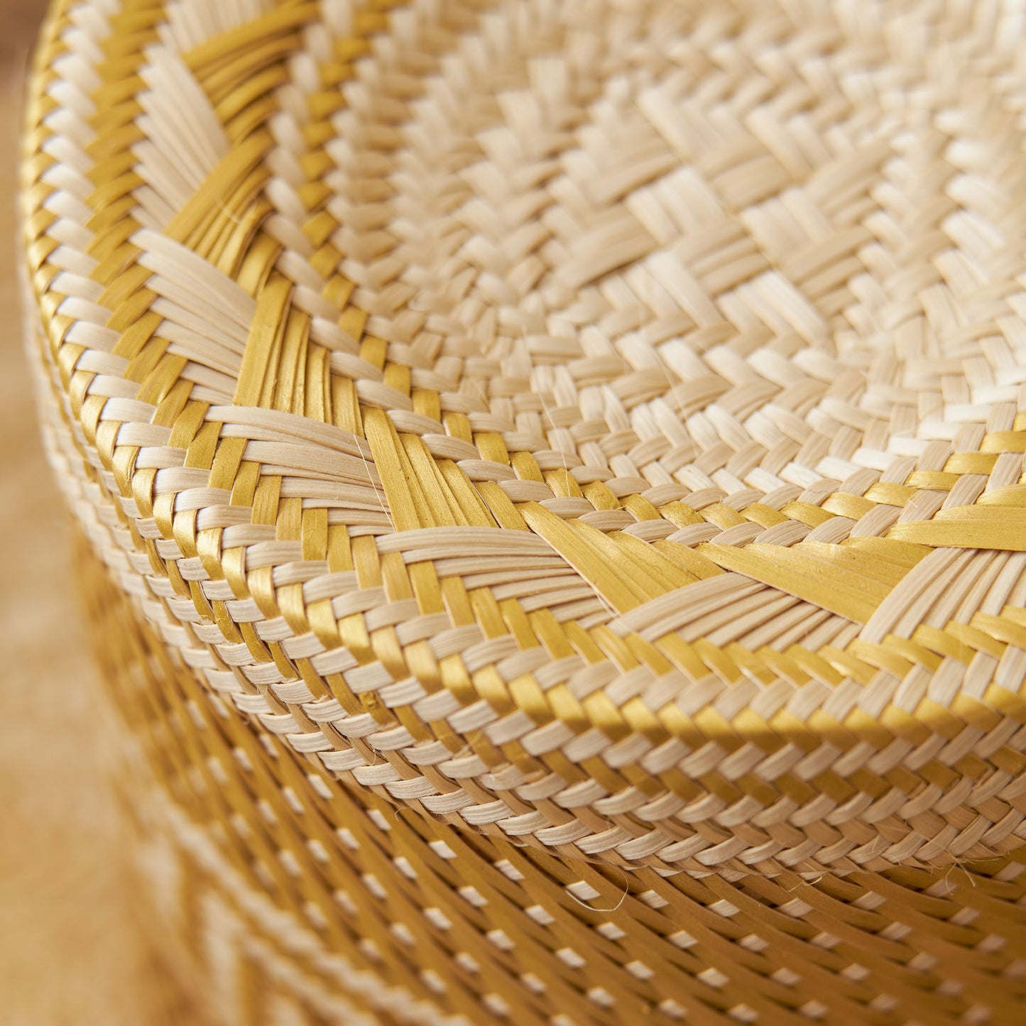 Woven Natural Straw Gold Basket Baskets WASHEIN 