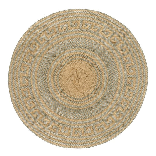 Woven Natural Straw Silver Round Placemats Placemats WASHEIN 